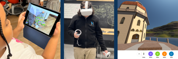 brain shape filled with icons such as game controllers, mathematical operators and virtual reality headsets